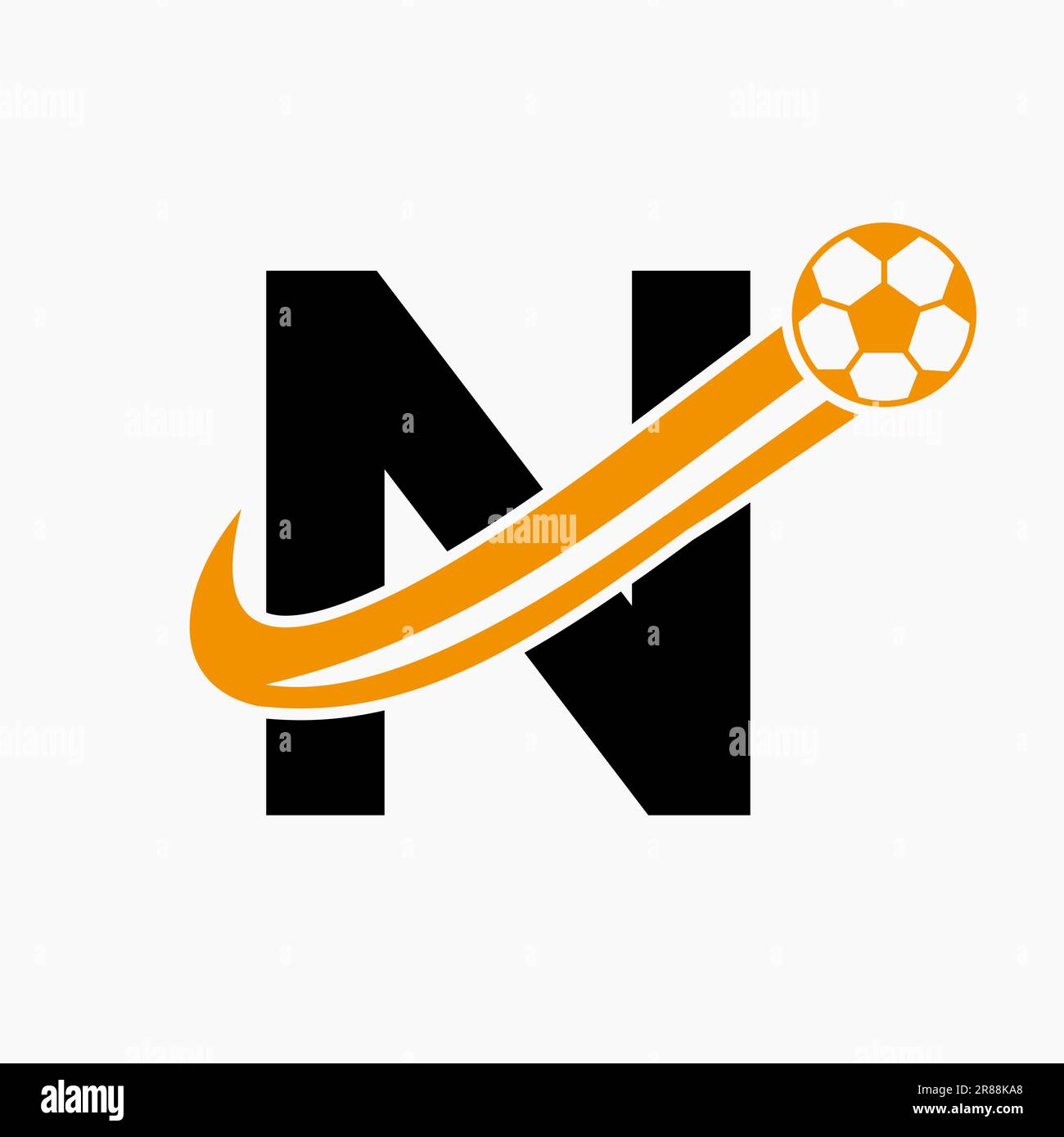 Lettre initiale N logo Soccer. Logo football avec icône du football en mouvement Illustration de Vecteur