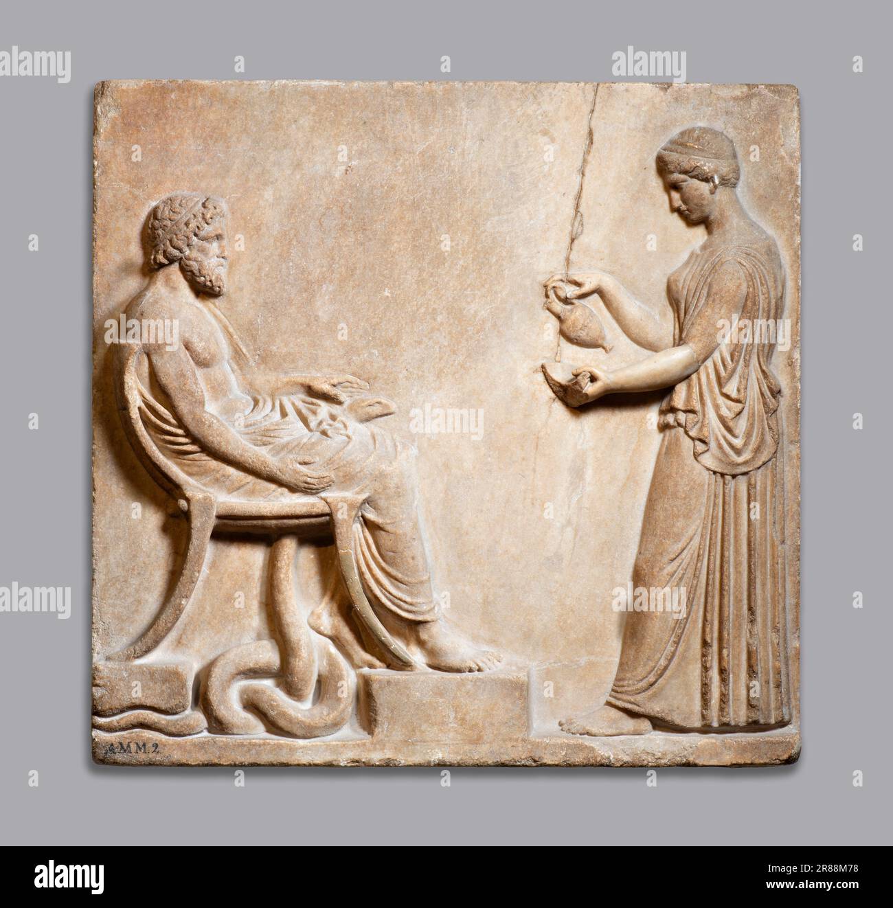 Ancienne stèle d'Asklepios et Hygieia Banque D'Images