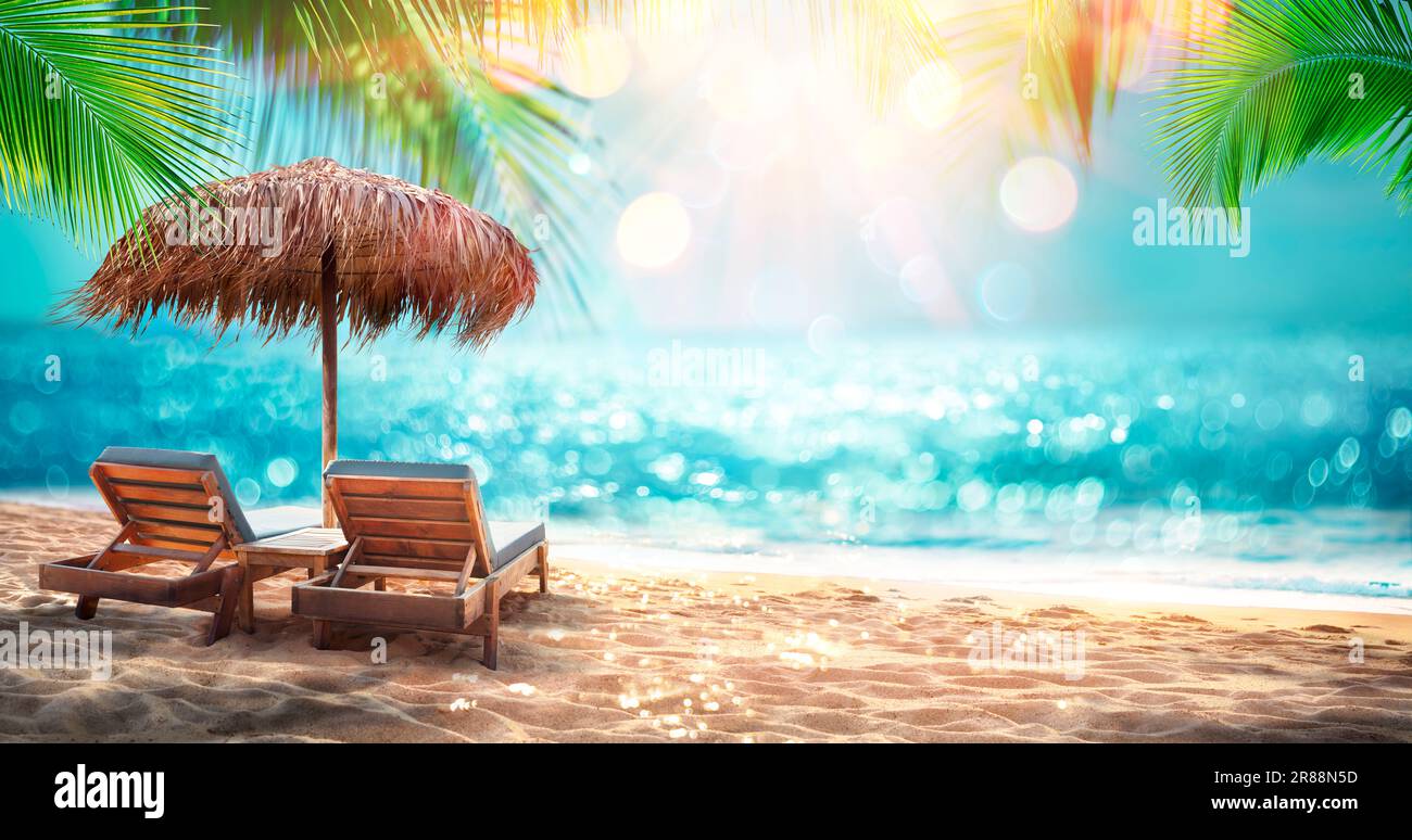 Mini Chaise Longue Micro-Paysage Chaise Longue Chaise de Plage Parasol Petit Palmier Accessoires de décoration Chaise Longue de Ensemble d'ornement