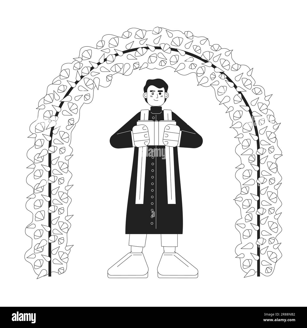 Illustration à pois à motif vectoriel de mariage hindou officiel monochrome Illustration de Vecteur