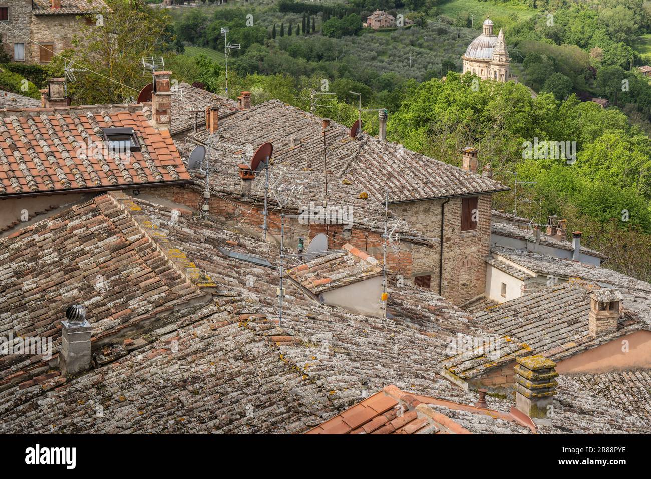 Toits de Montepulciano, Toscane, Italie Banque D'Images