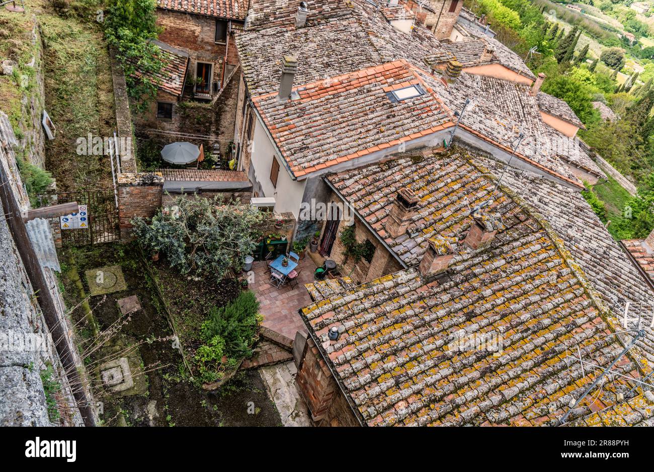 Toits de Montepulciano, Toscane, Italie Banque D'Images