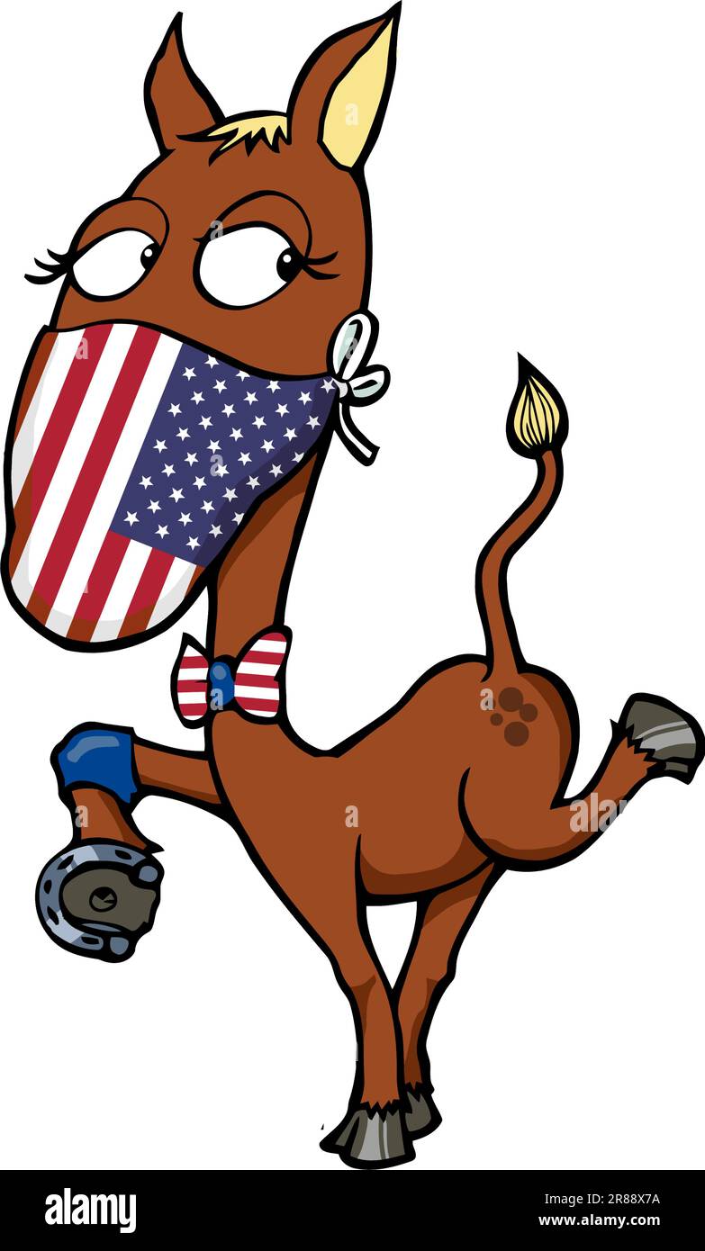 Cheval de dessin animé patriotique, drapeau américain Illustration de Vecteur