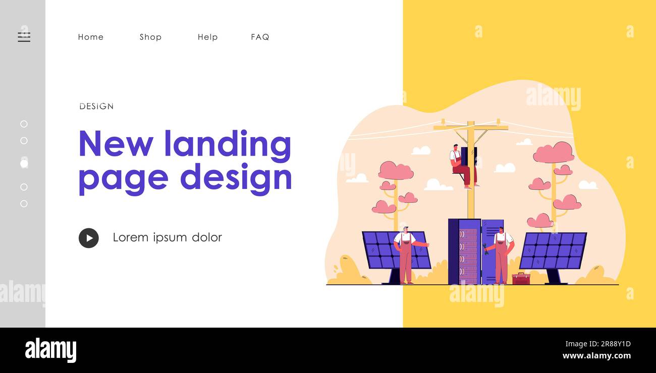 Électriciens réparant les panneaux électriques et solaires dans les rues Illustration de Vecteur