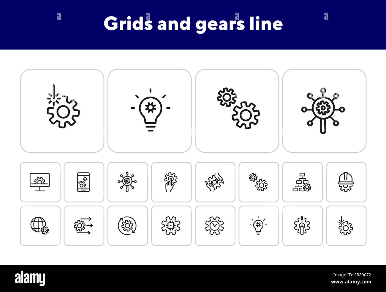 Icônes des grilles et des lignes d'engrenages Illustration de Vecteur