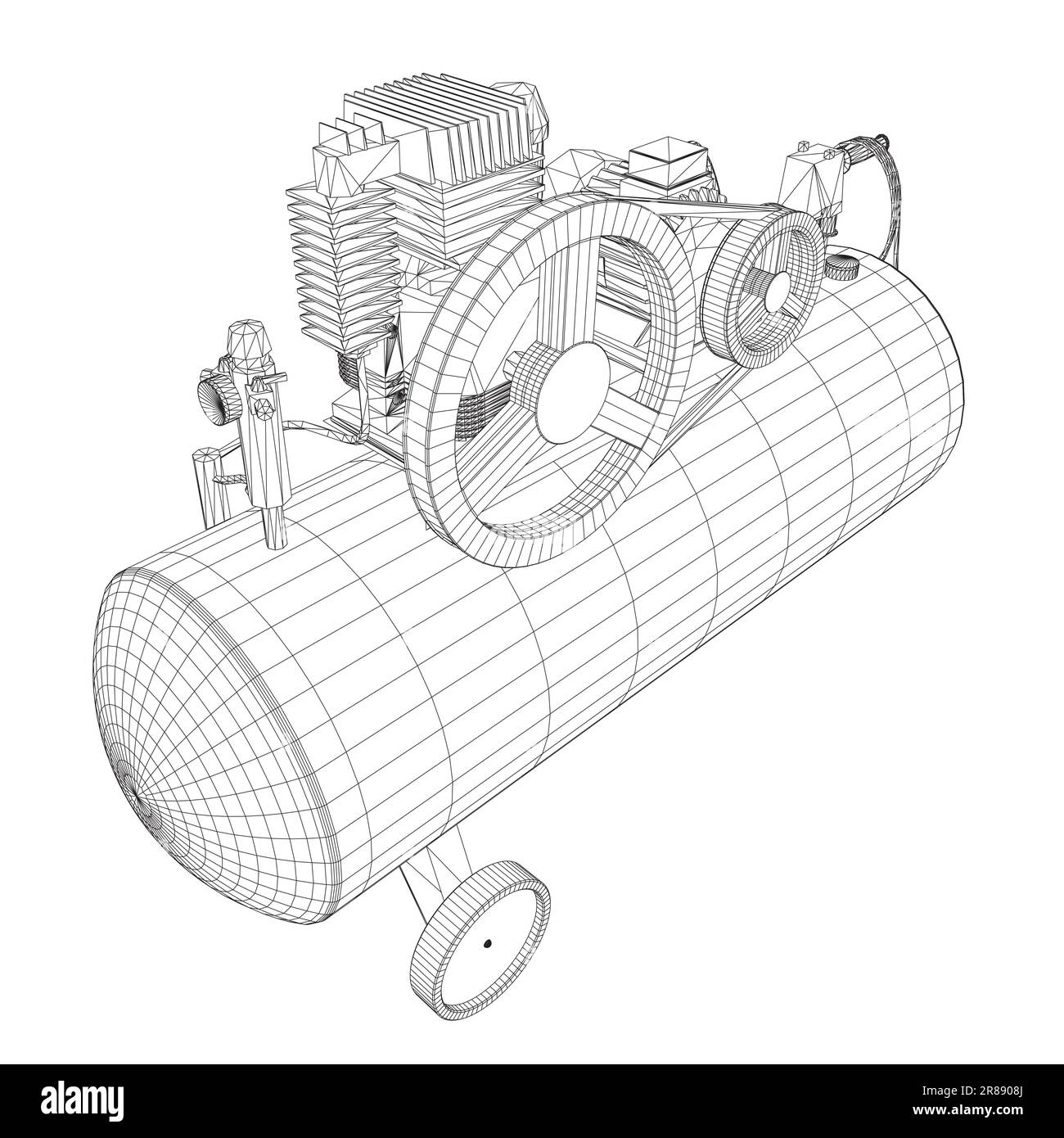 Compresseur d'air isolé sur blanc. Icône pneumatique du compresseur d'air. Icône de vecteur pneumatique de compresseur d'air filaire pour la conception de bande isolée sur fond blanc Illustration de Vecteur