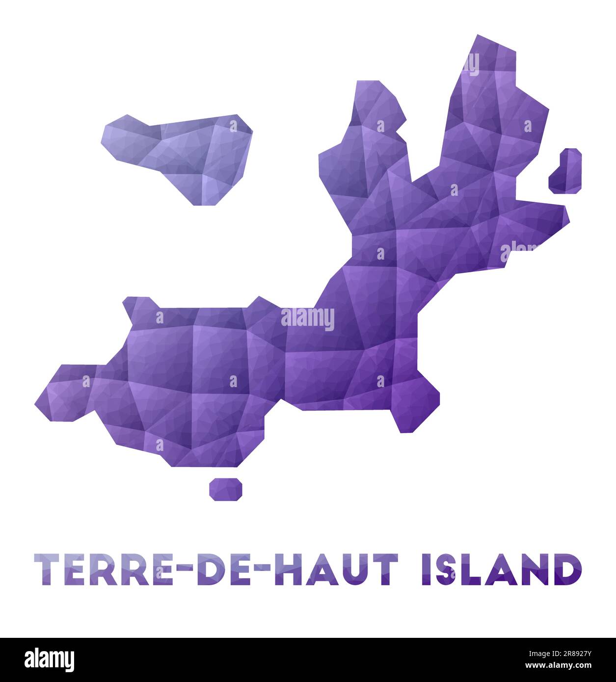 Carte de l'île de Terre-de-Haut. Illustration poly basse de l'îlot. Motif géométrique violet. Illustration de vecteur polygonal. Illustration de Vecteur