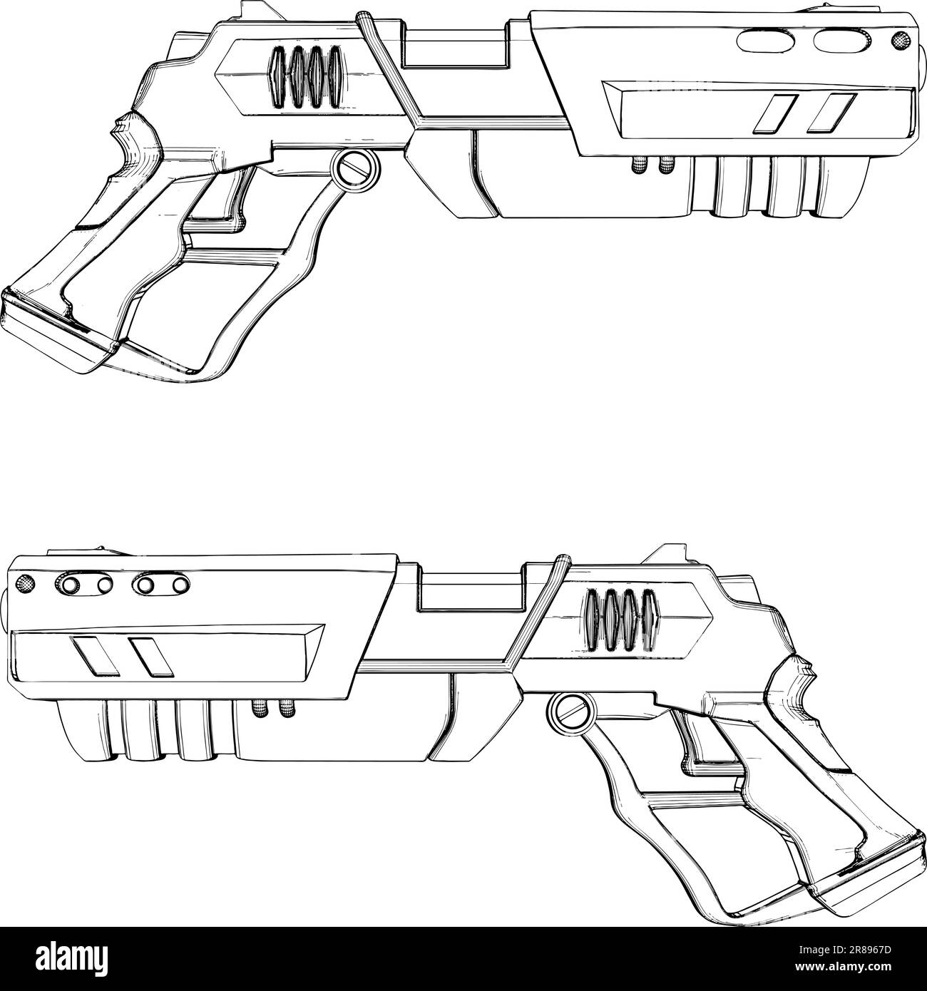 Vecteur de canon futuriste. Illustration isolée sur fond blanc. Illustration vectorielle d'un pistolet futuriste. Illustration de Vecteur