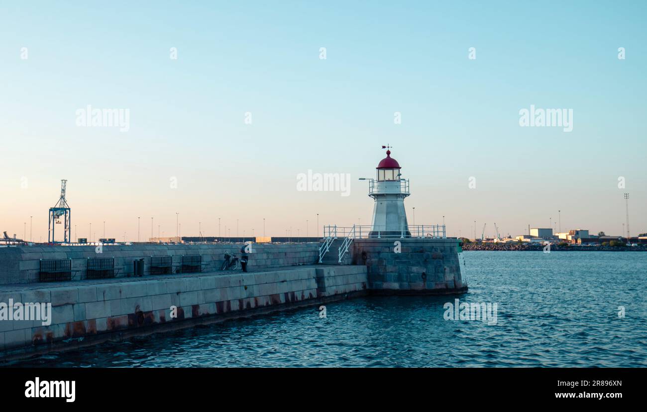 Vieux phare de Malmö en Suède en fin d'après-midi Banque D'Images