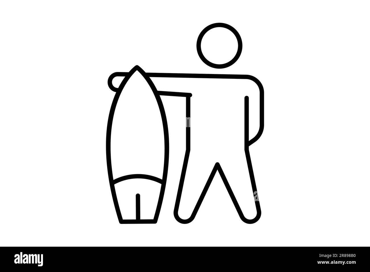 Icône surf. signe surfer. icône en rapport avec le sport nautique, été. Style icône de ligne. Conception vectorielle simple modifiable Illustration de Vecteur