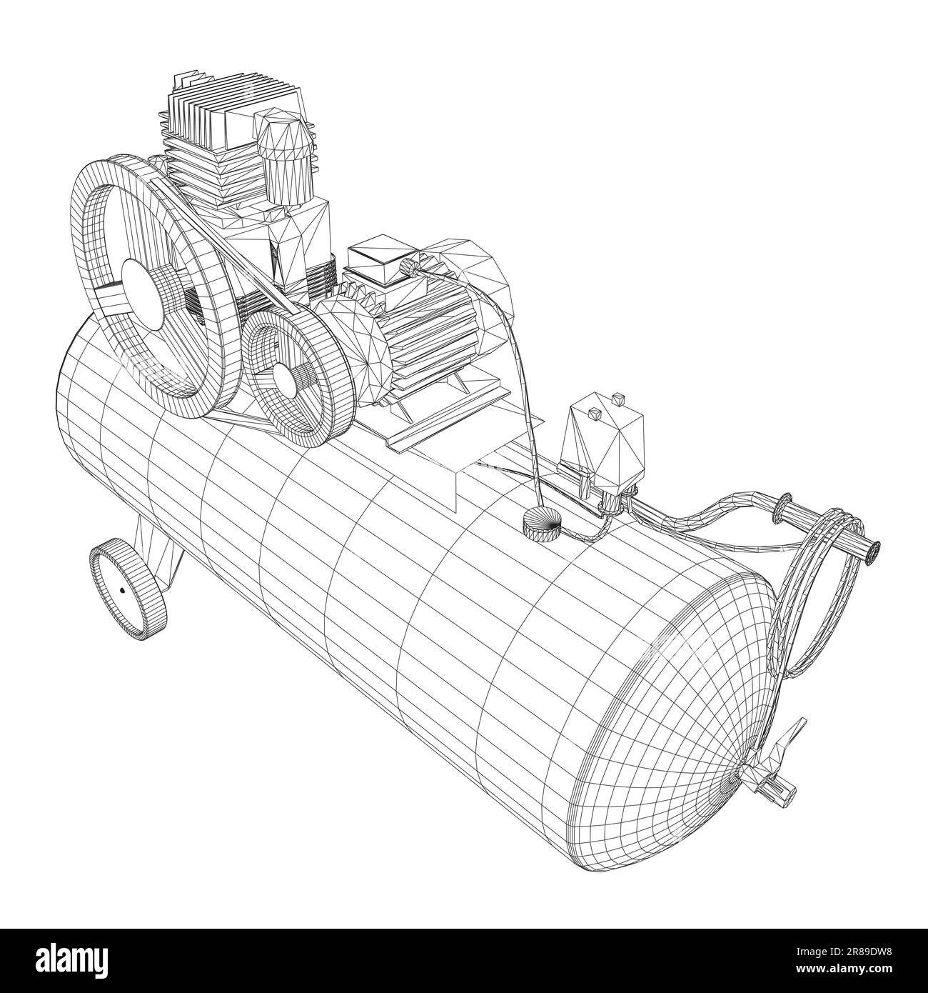 Compresseur d'air isolé sur blanc. Icône pneumatique du compresseur d'air. Icône de vecteur pneumatique de compresseur d'air filaire pour la conception de bande isolée sur fond blanc Illustration de Vecteur
