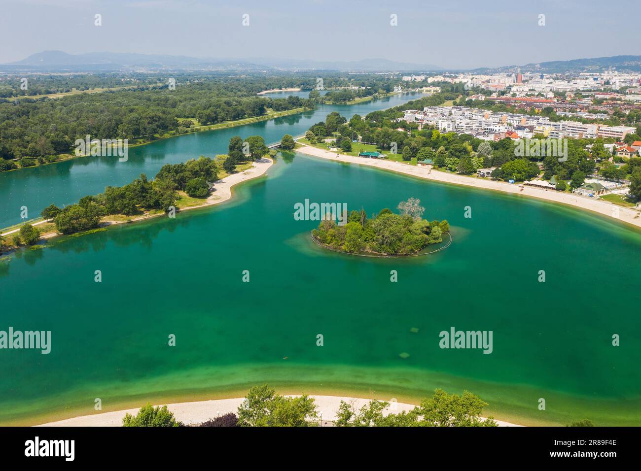 Vue aérienne du lac Jarun à Zagreb, Croatie, destination touristique Banque D'Images