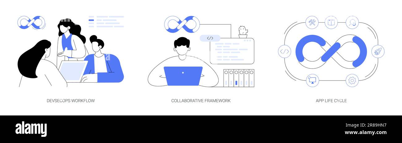 DevSecOps - illustrations vectorielles abstraites. Illustration de Vecteur