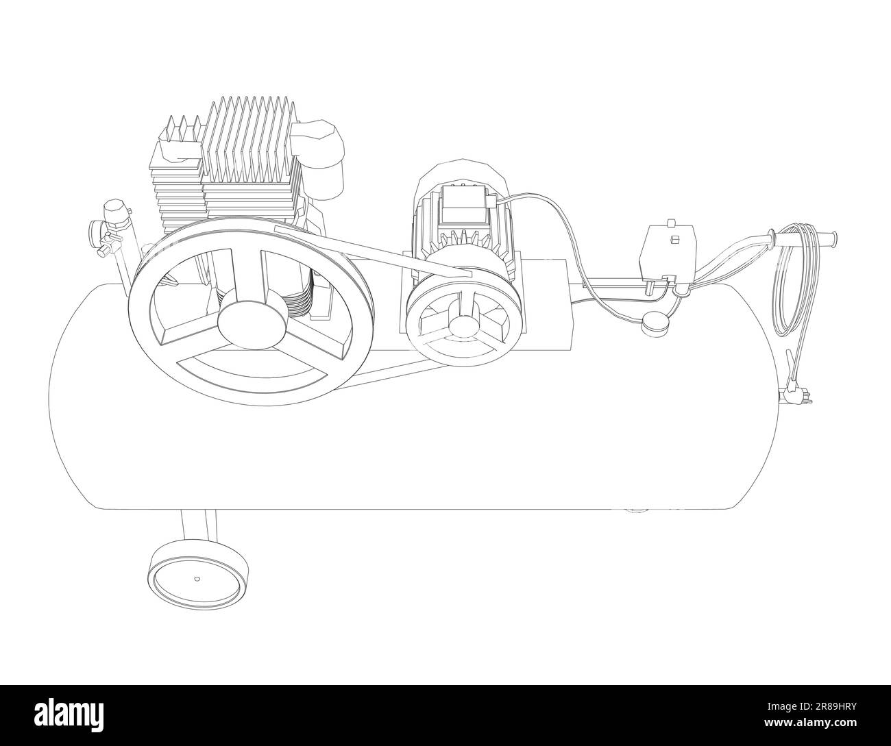 Compresseur d'air isolé sur blanc. Icône pneumatique du compresseur d'air. Contour du vecteur pneumatique du compresseur d'air pour la conception de la bande isolée sur fond blanc Illustration de Vecteur