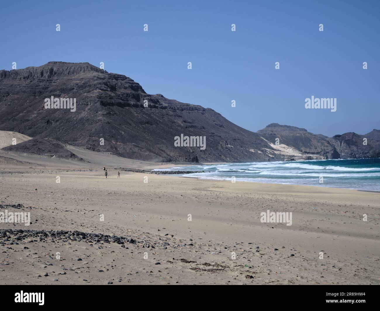 Plage de l'île désertique près de salamansa, sao Vicente Cap-Vert Banque D'Images