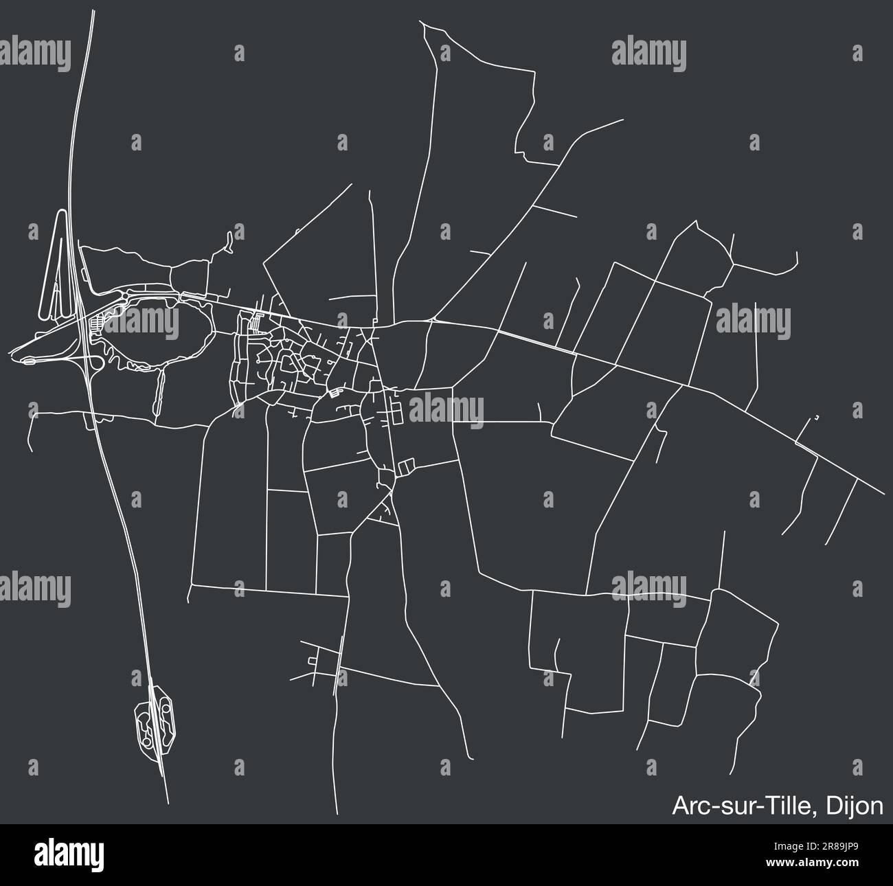 Plan des rues du QUARTIER ARC-SUR-TILLE, DIJON Illustration de Vecteur