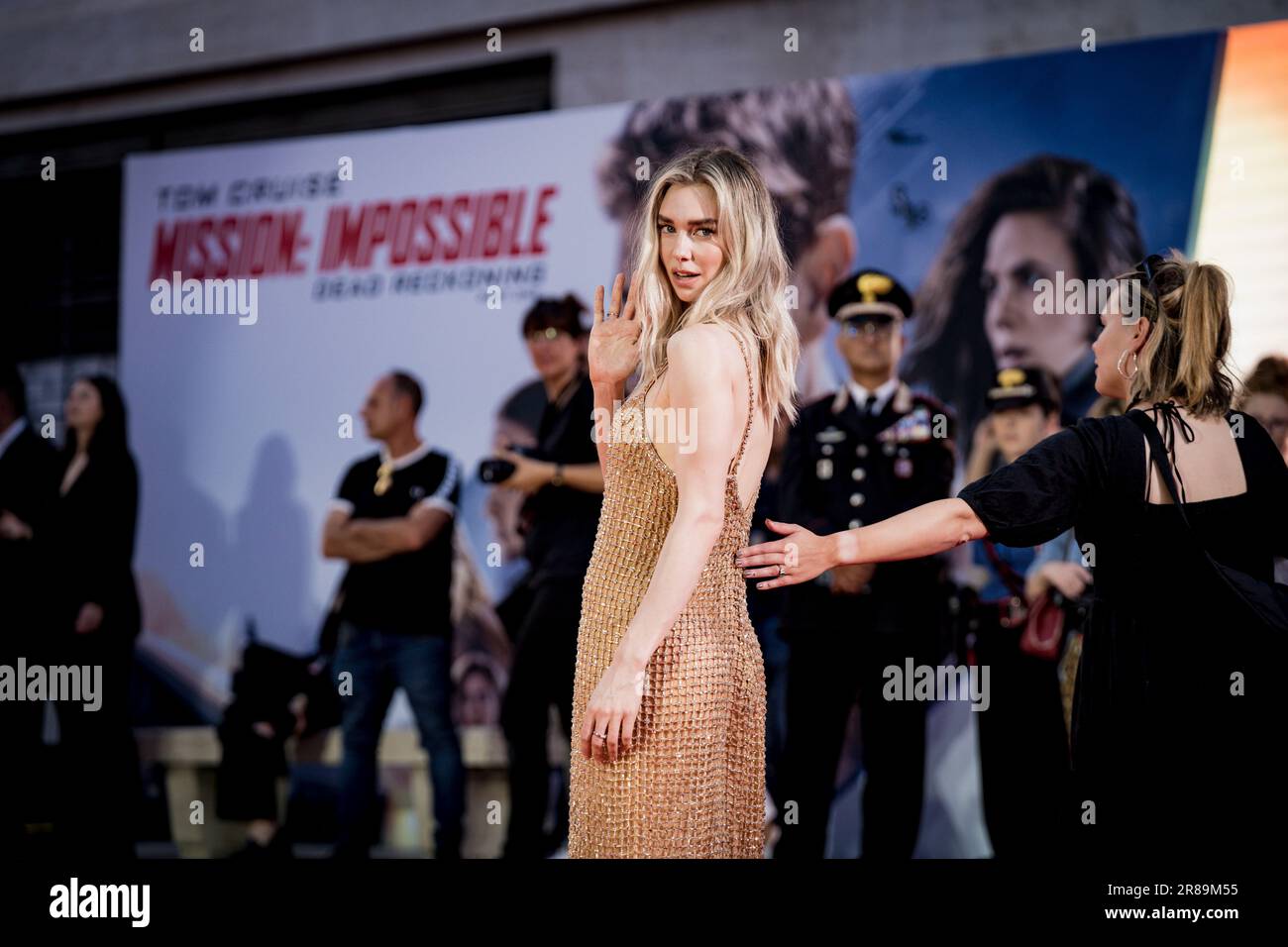 Rome, Italie, 19th juin 2023, la troupe de Mission impossible 7 assister à la première mondiale à l'Auditorium Conciliazione (photo : Giovanna Onofri) Banque D'Images