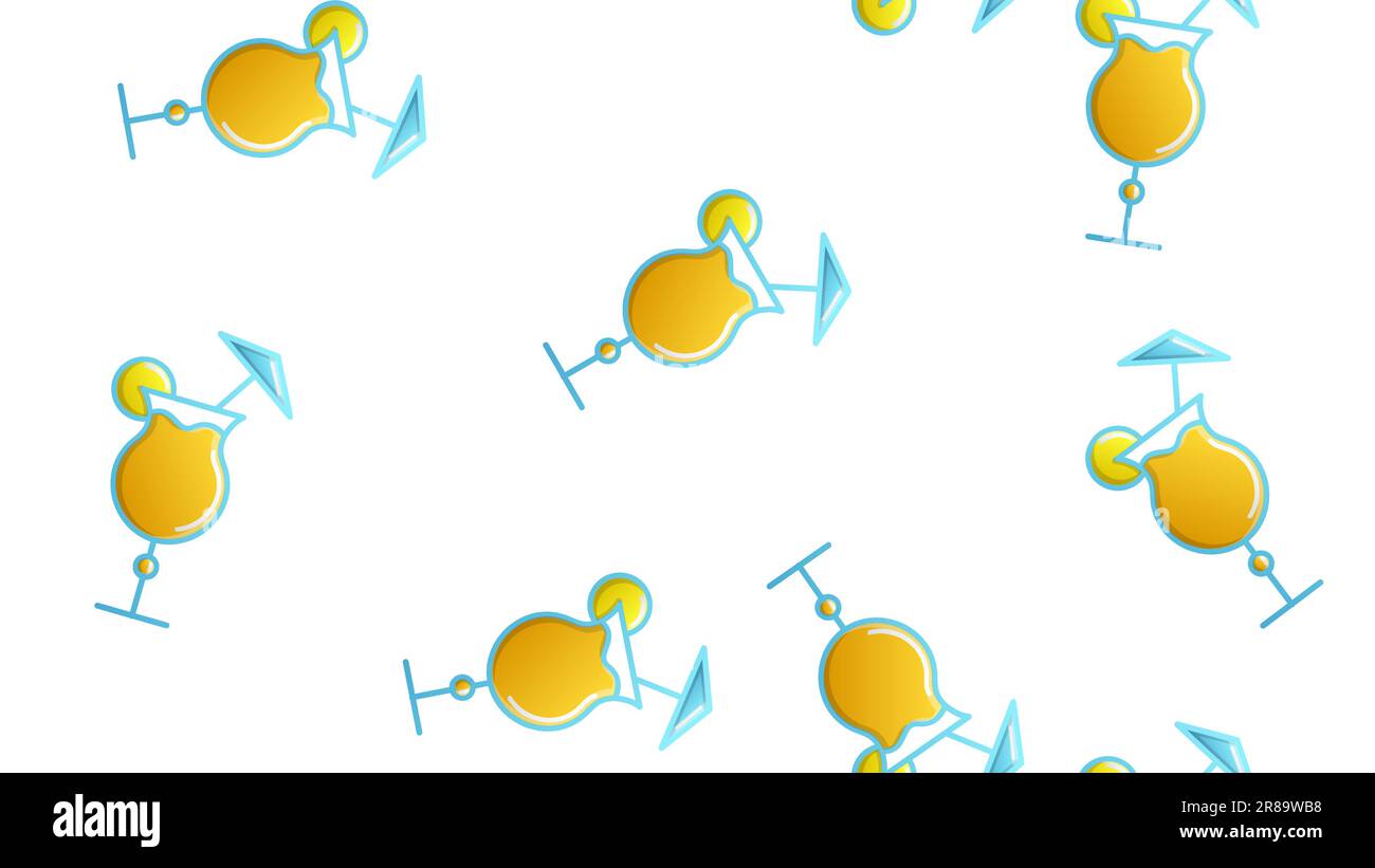 Un motif sans fin composé de magnifiques verres en verre et de délicieux cocktails alcoolisés avec glace et pailles et citrons pour une fête sur fond blanc. Illustration de Vecteur