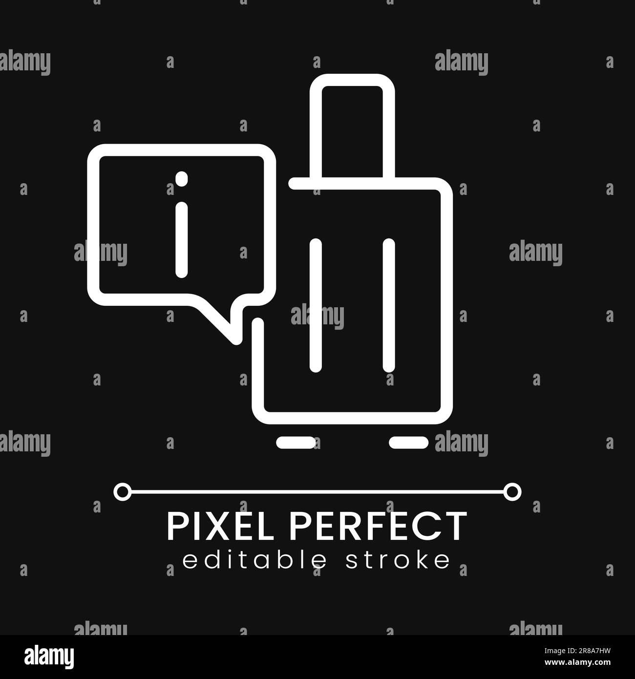 Centre d'informations touristiques pixel blanc parfait icône linéaire pour thème sombre Illustration de Vecteur