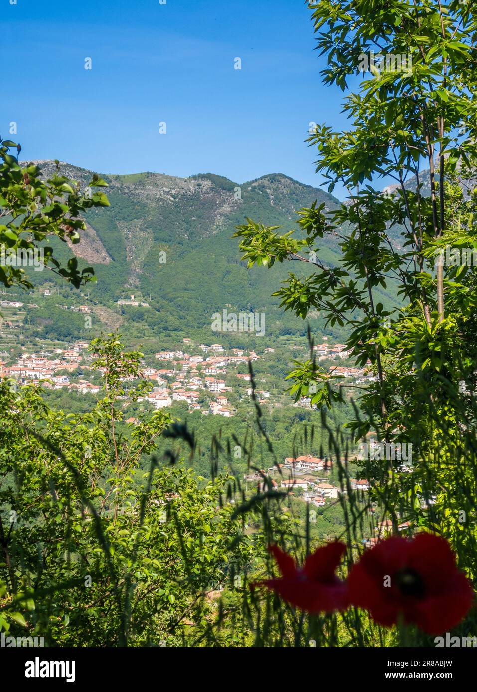 Vue sur les collines autour de San Lazzaro au-dessus d'Amalfi, Salerne dans la région de Campanie, Italie Banque D'Images
