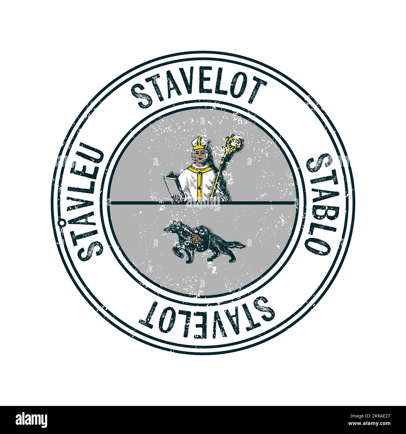Stavelot, Belgique ville vecteur grunge tampon caoutchouc sur fond blanc Illustration de Vecteur