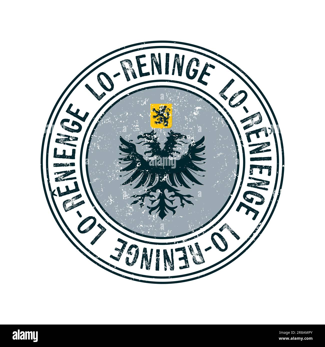 Lo Reninge, Belgique ville vecteur grunge tampon en caoutchouc sur fond blanc Illustration de Vecteur