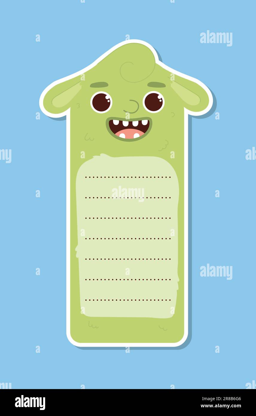 Vecteur de signet de monstre vert mignon Illustration de Vecteur