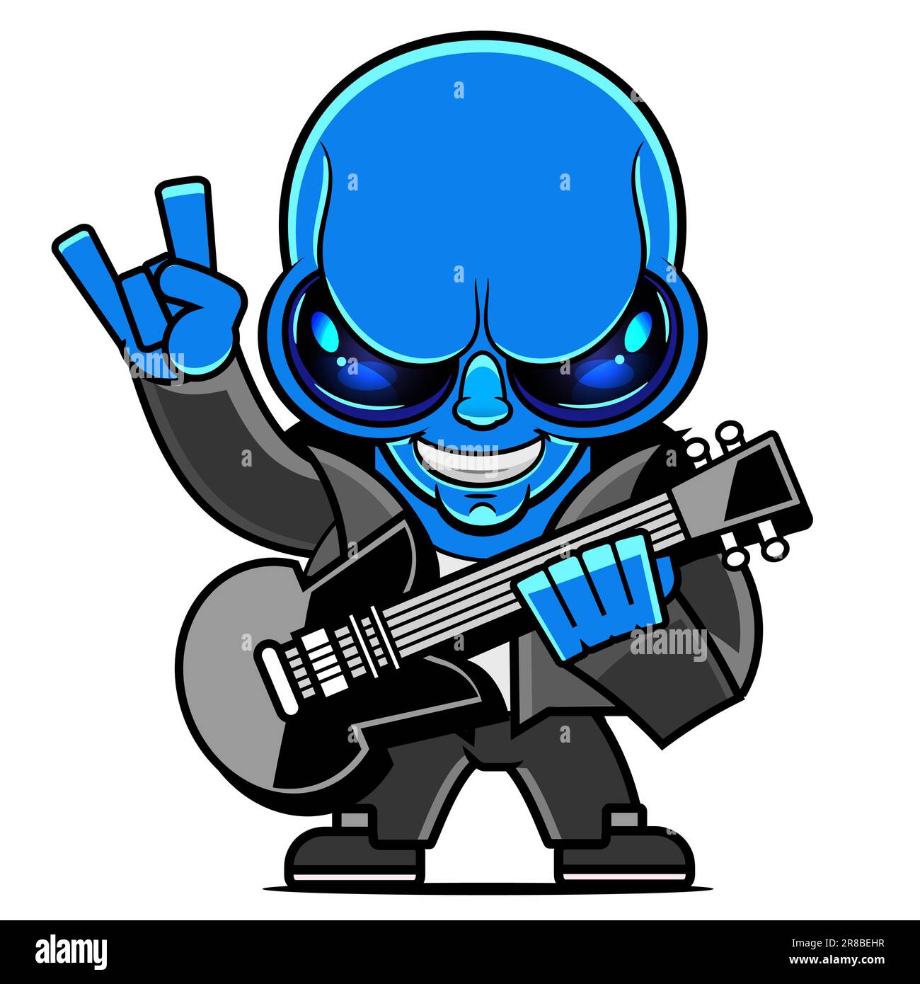 Illustration de l'icône du vecteur de dessin animé de la main en métal de mignon Alien. Science Technology Icon concept vecteur Premium isolé. Plat Illustration de Vecteur