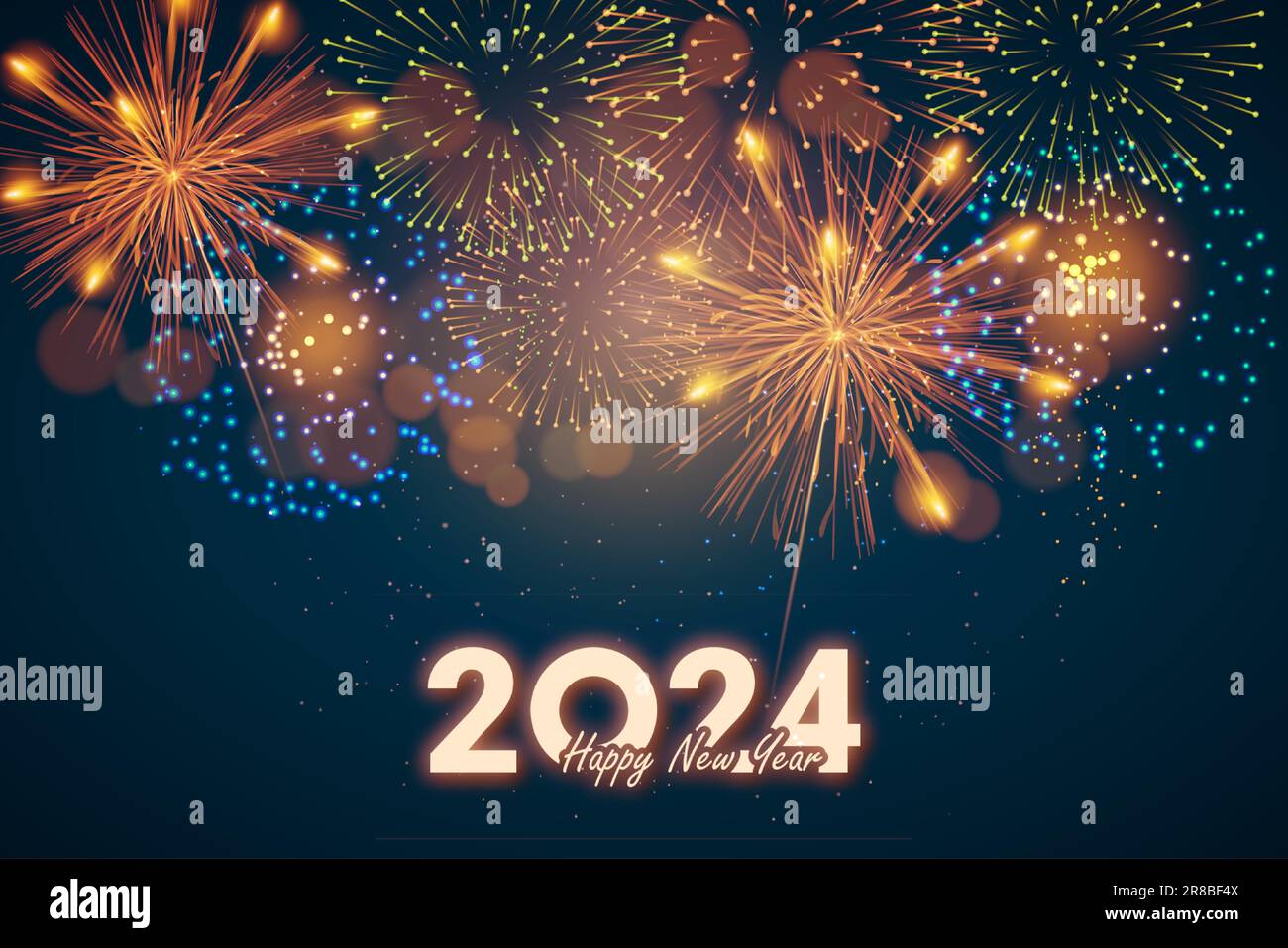 Année 2025 avec feux d'artifice. 2025 bonne année, année du Dragon