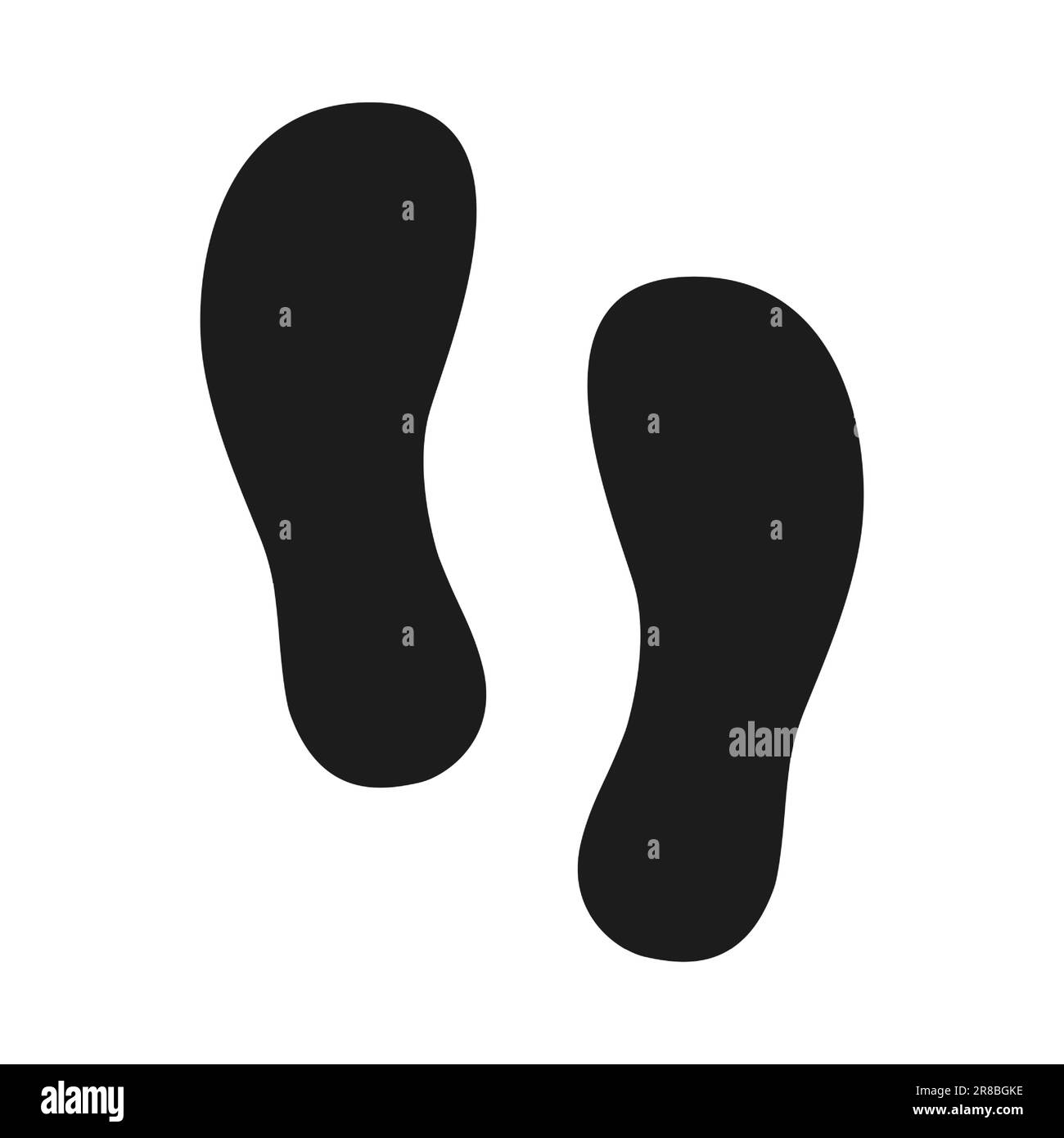 Icône d'empreinte vecteur pieds plat style noir silhouettes Illustration isolée sur fond blanc. Illustration de Vecteur