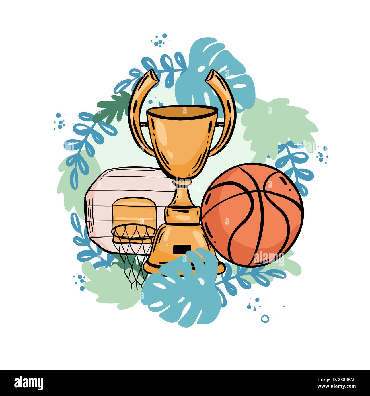 Icône de championnat de basket-ball, club de sport de streetball ou symbole de vecteur de ligue d'équipe. Icône du tournoi de basket-ball Victory Cup avec ballon de basket-ball et or Illustration de Vecteur