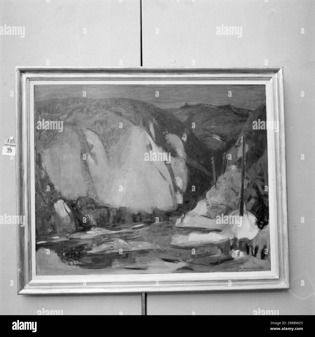 Actuel 21-1-1947: L'automne des artistes l'exposition annuelle d'art de l'État, qui est habituellement appelée juste l'exposition d'automne, peut cette année célébrer son anniversaire de 60th. Elle a eu lieu pour la première fois en 1883, et cette année aurait dû être l'anniversaire de 65th, mais les cinq années mortes de la guerre se sont écoulées entre les deux. Photo: Aktuell / NTB ***PHOTO NON TRAITÉE*** Banque D'Images