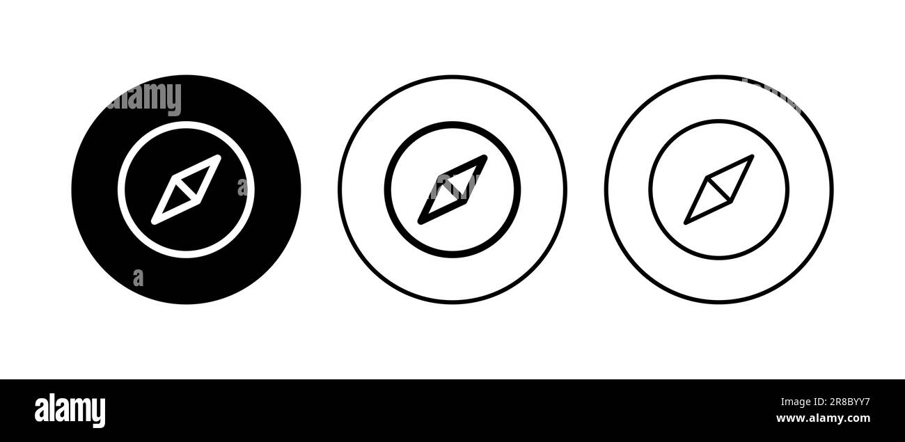 Ensemble d'icônes de la boussole. vecteur de l'icône de la boussole avec flèche Illustration de Vecteur