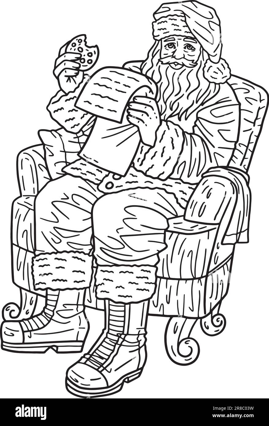 Noël Santa Reading liste de souhaits adultes isolés Illustration de Vecteur