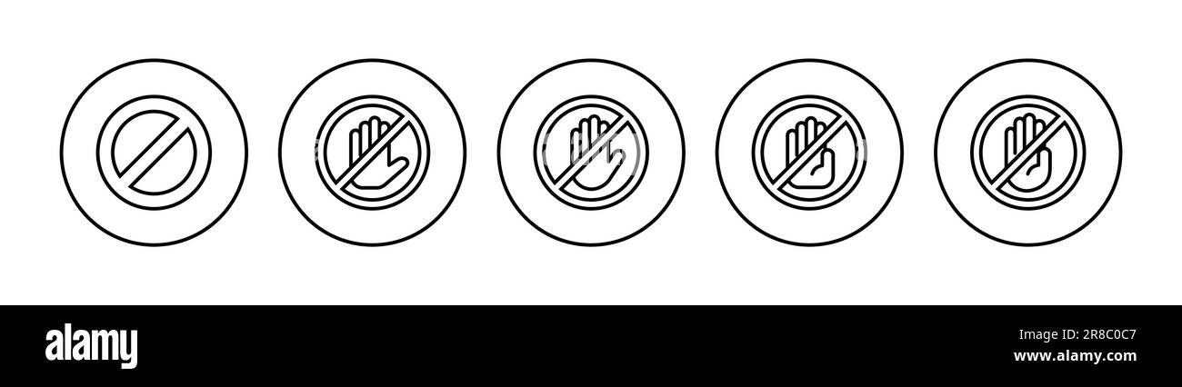Ensemble d'icônes d'arrêt. panneau stop. vecteur d'icône de butée de main Illustration de Vecteur