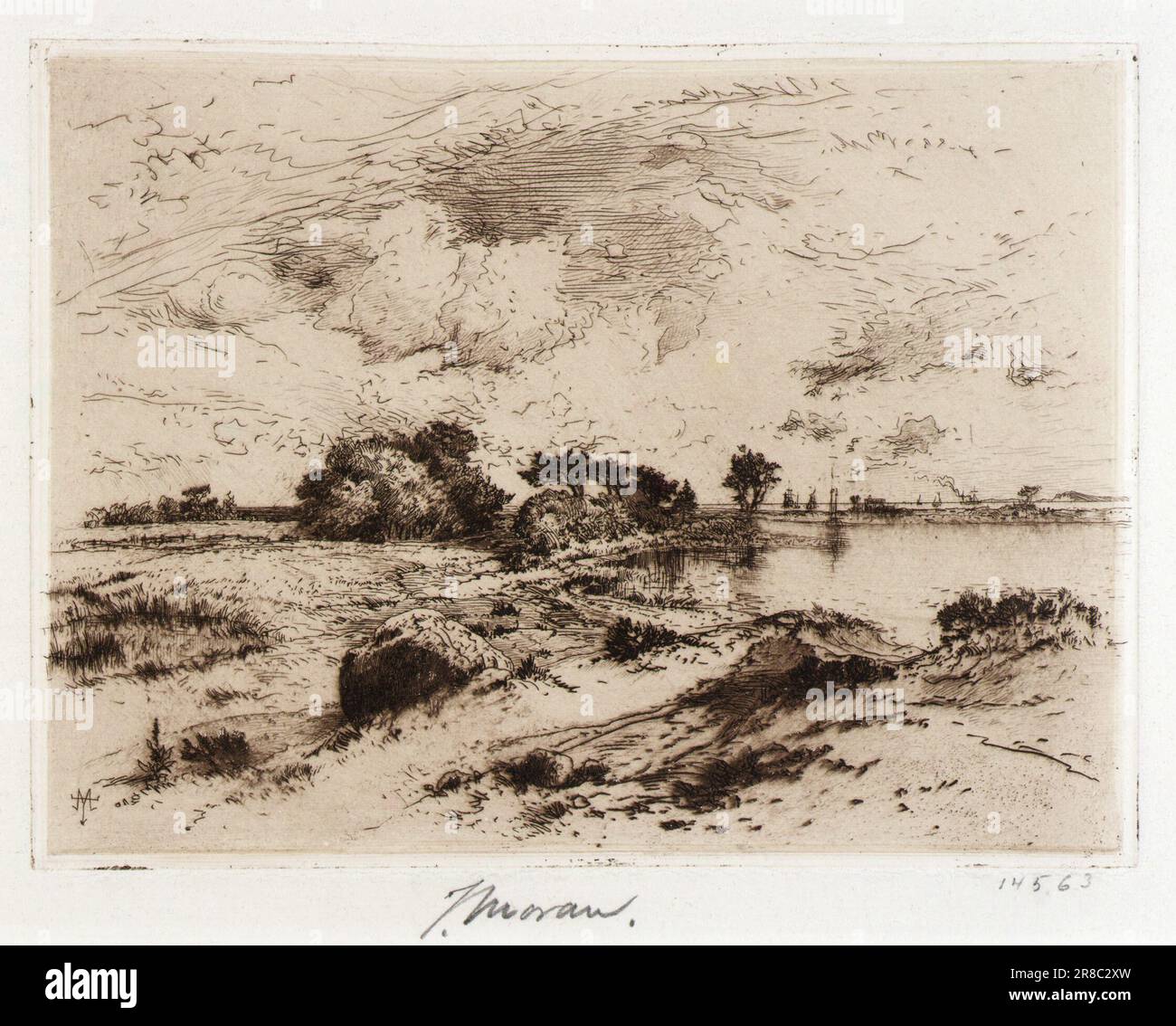 Three Mile Harbor Eastampton, L.I. CA. 1880-1890 par Thomas Moran, né Bolton, Angleterre 1837-mort Santa Barbara, CA 1926 Banque D'Images