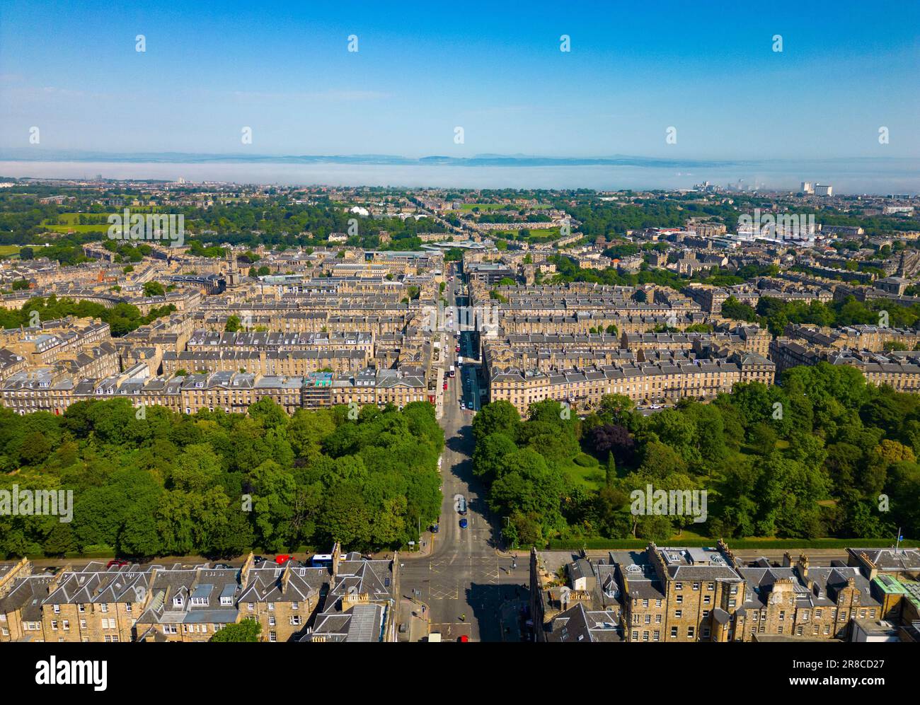 Vue aérienne de la Nouvelle ville, site classé au patrimoine mondial de l'UNESCO à Édimbourg, en Écosse, au Royaume-Uni Banque D'Images