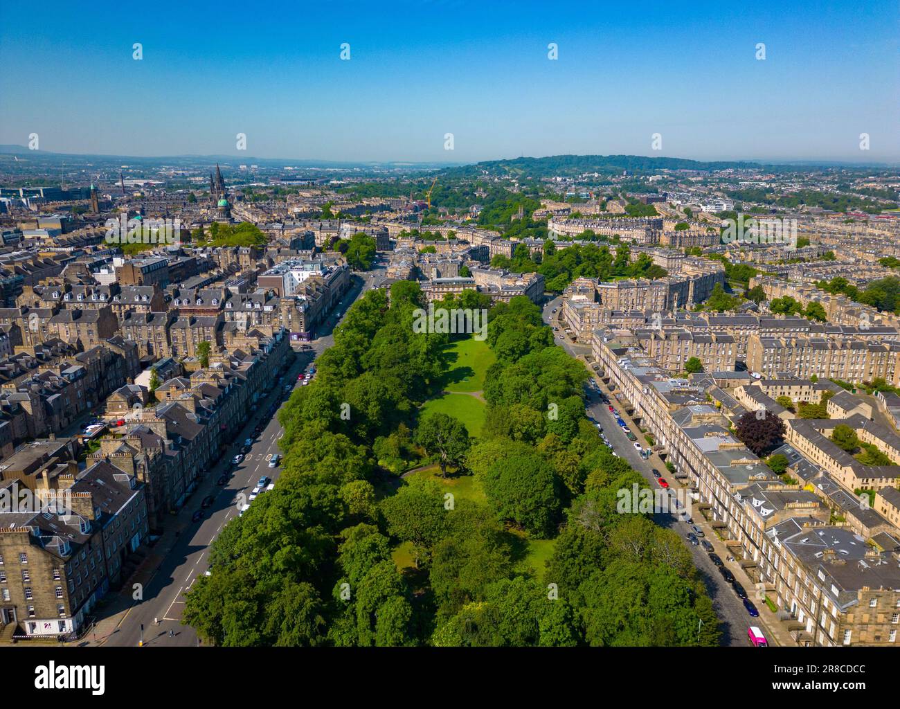 Vue aérienne de la Nouvelle ville, site classé au patrimoine mondial de l'UNESCO à Édimbourg, en Écosse, au Royaume-Uni Banque D'Images