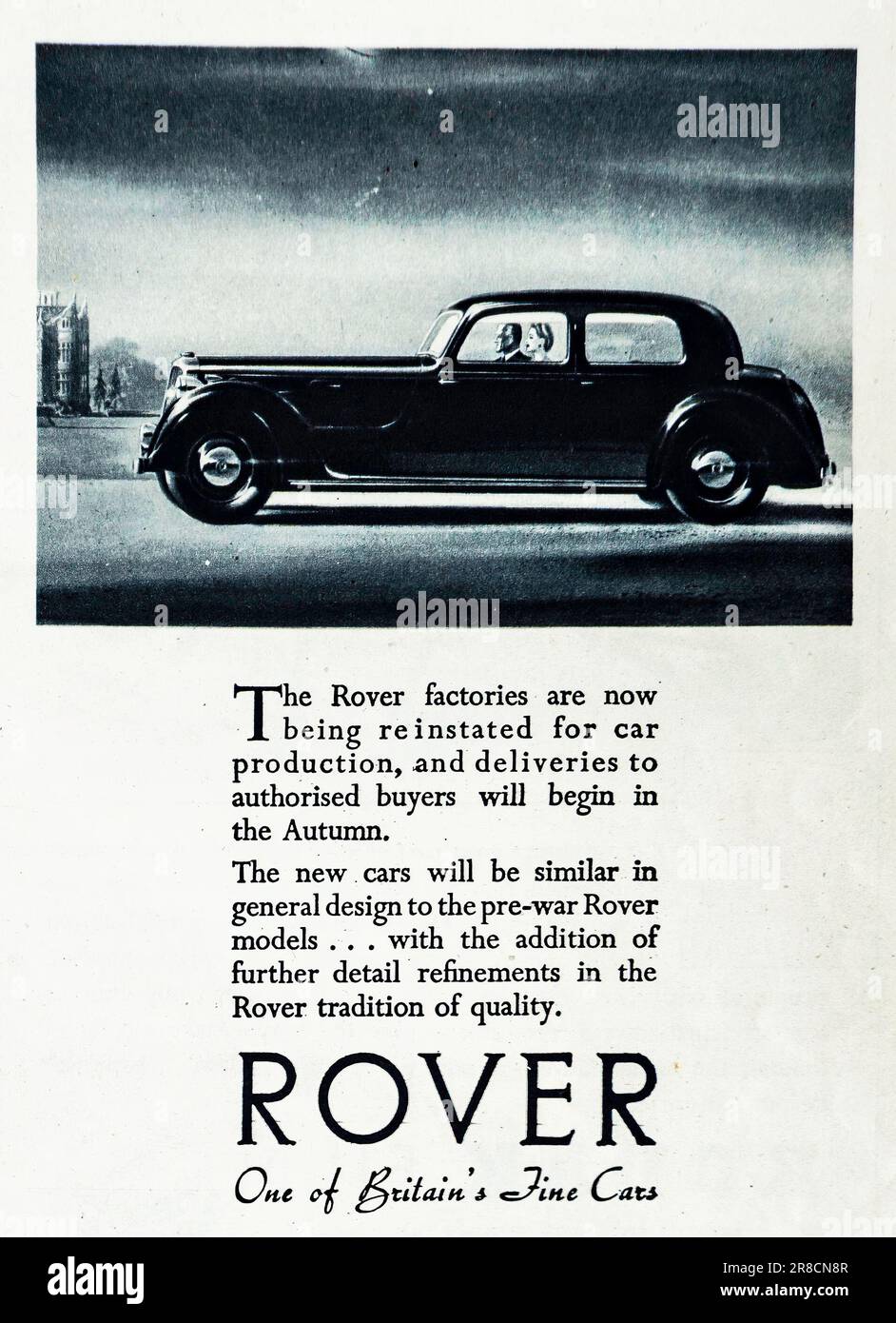 Une publicité de 1945 pour les voitures Rover, décrite comme l'une des ...