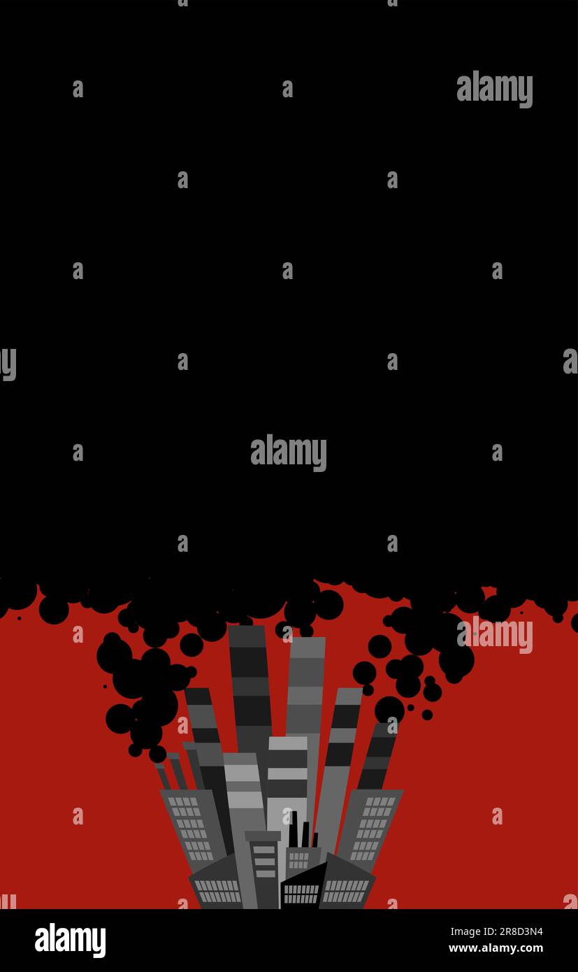 Grande usine polluante. Usine de fabrication de concept polluant l'atmosphère Illustration de Vecteur