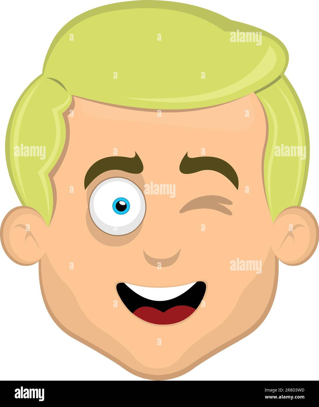 tête blonde de vecteur homme yeux lumineux clignant oeil Illustration de Vecteur