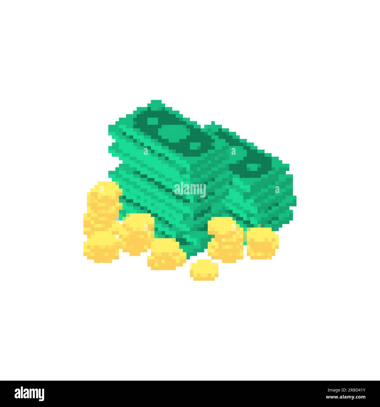 Argent pixel Art. Dollars 8 bits. Illustration vectorielle Illustration de Vecteur