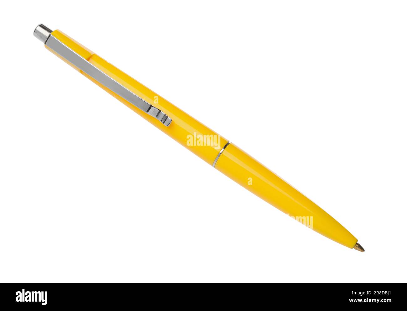 Nouveau stylo jaune élégant isolé sur blanc Banque D'Images