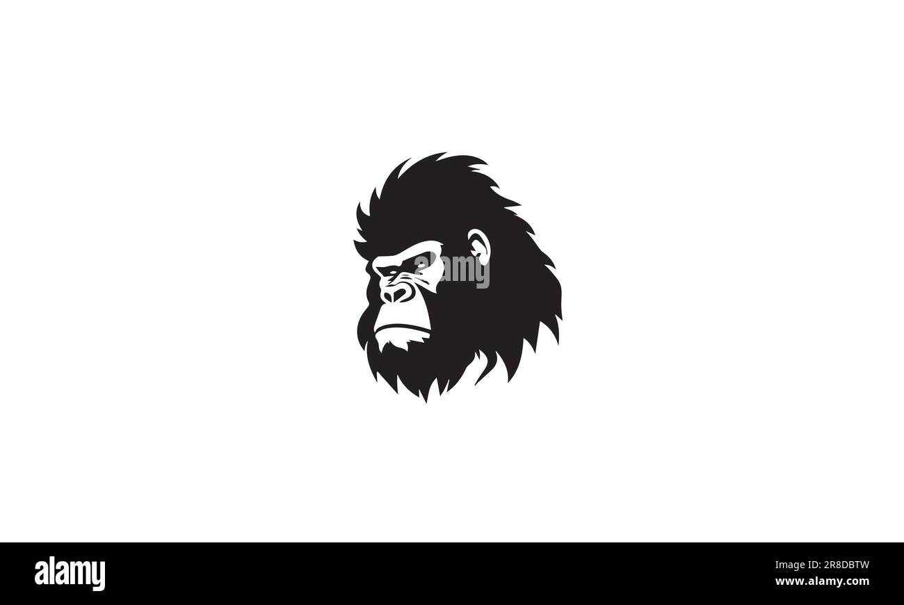 Logo Gorilla noir simple icône plate sur fond blanc Illustration de Vecteur