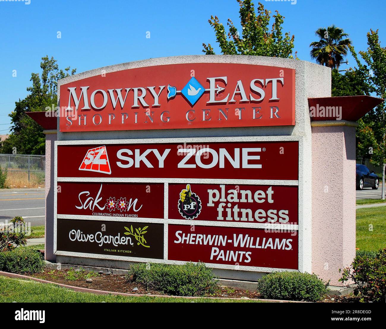Panneau Mowry East Shopping Center à Fremont, Californie Banque D'Images