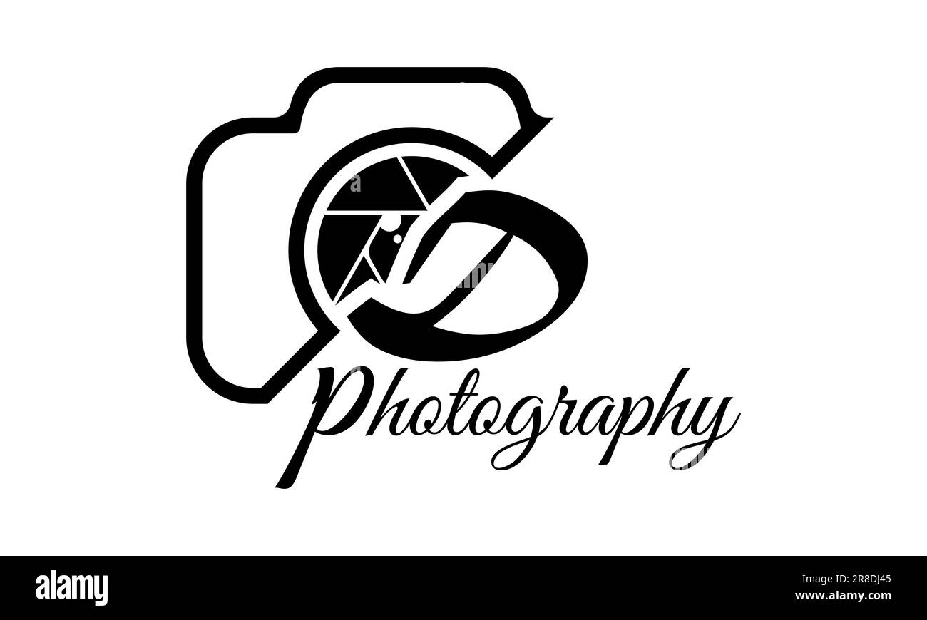 Lettre D initiale logo minimaliste moderne avec appareil photo. Lettre D logo photographie modèle de luxe simple Illustration de Vecteur