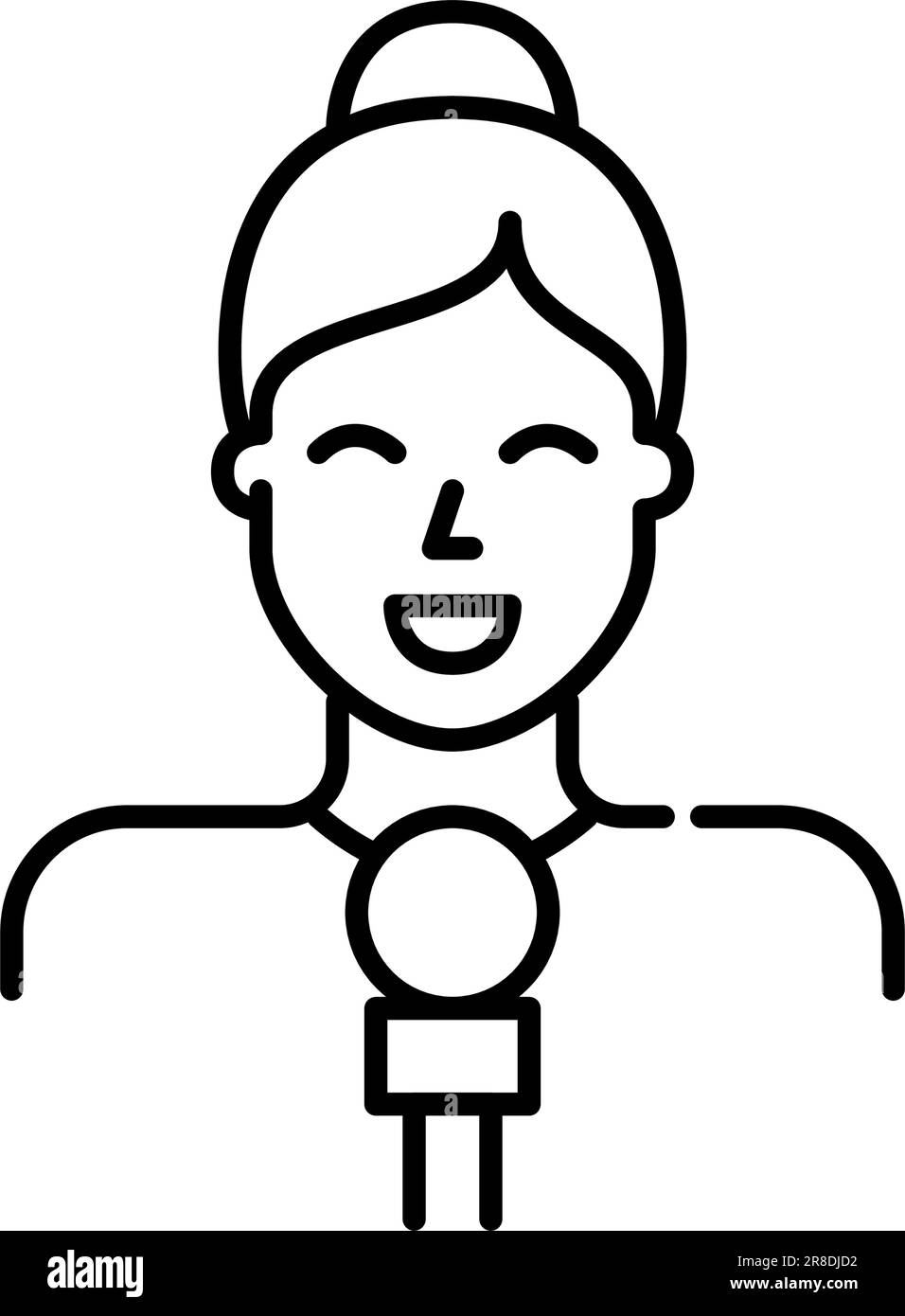 Journaliste d'actualités TV. Femme tenant un microphone. Pixel parfait, contour modifiable Illustration de Vecteur