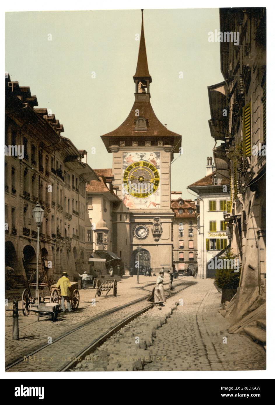 La tour de l'horloge, Berne, ville, Suisse 1890. Banque D'Images