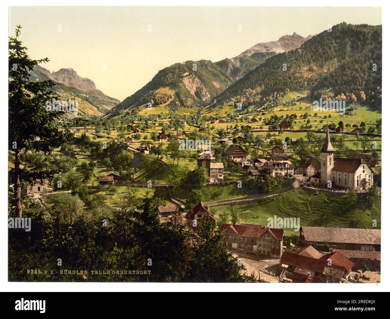 Burglen, lieu de naissance de Tell, lac de Lucerne, Suisse 1890. Banque D'Images