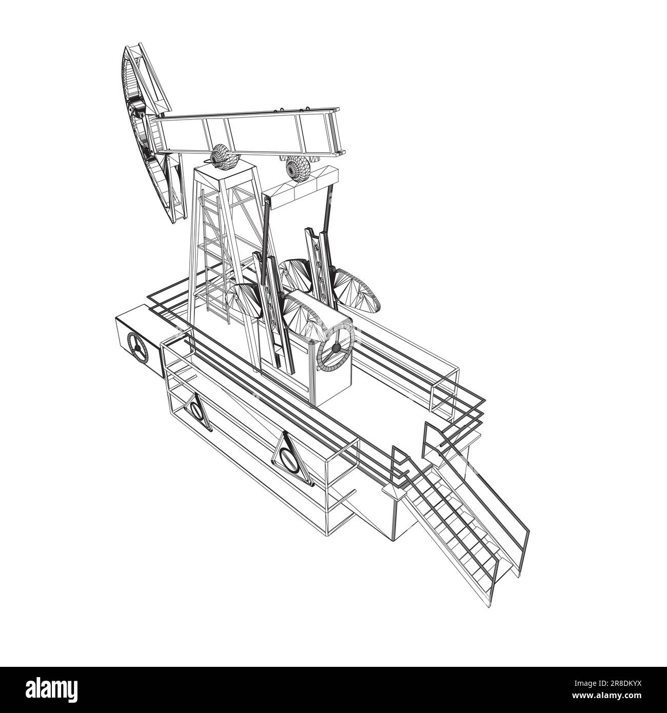 Icône de pompe à huile filaire. Symbole de la pompe à huile. Illustration vectorielle. Icône représentant une citrouille à huile de style dessin animé isolée sur fond blanc. Symbole de l'industrie pétrolière St Illustration de Vecteur